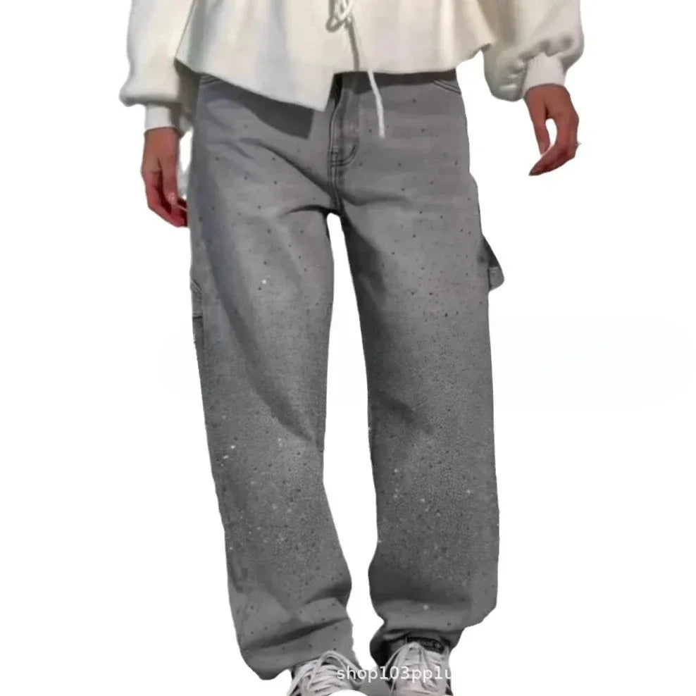 Pantalones Vaqueros Straight Fit para Mujer – Diamantes y Vintage ✨