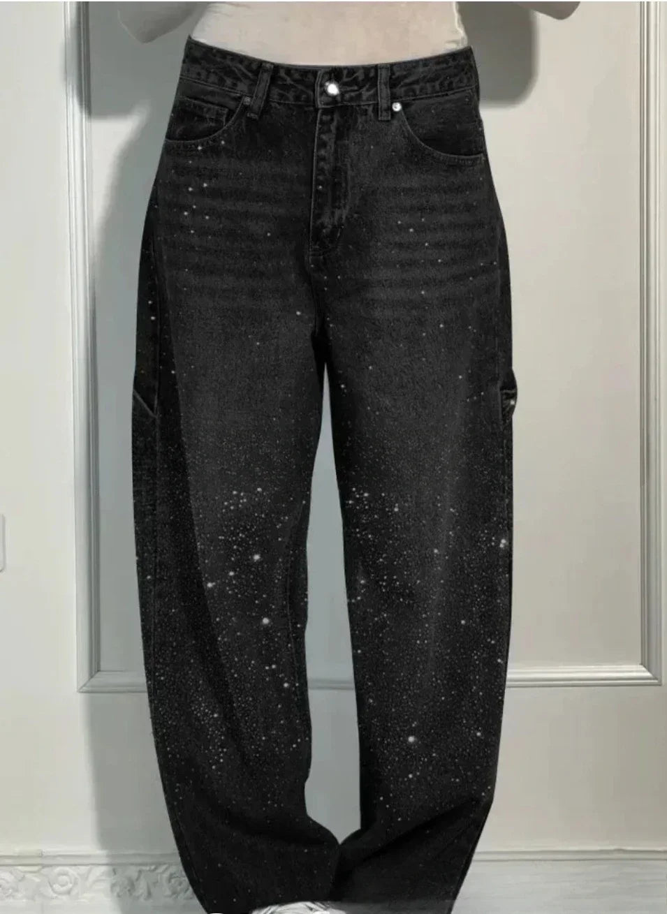 Pantalones Vaqueros Straight Fit para Mujer – Diamantes y Vintage ✨